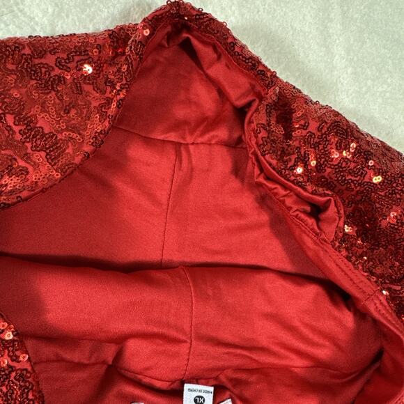 Red SEQUIN High Waist LEGGINGS Inside Waist POCKET TIPSY ELVES Stretchy NWT - Picture 8 of 9